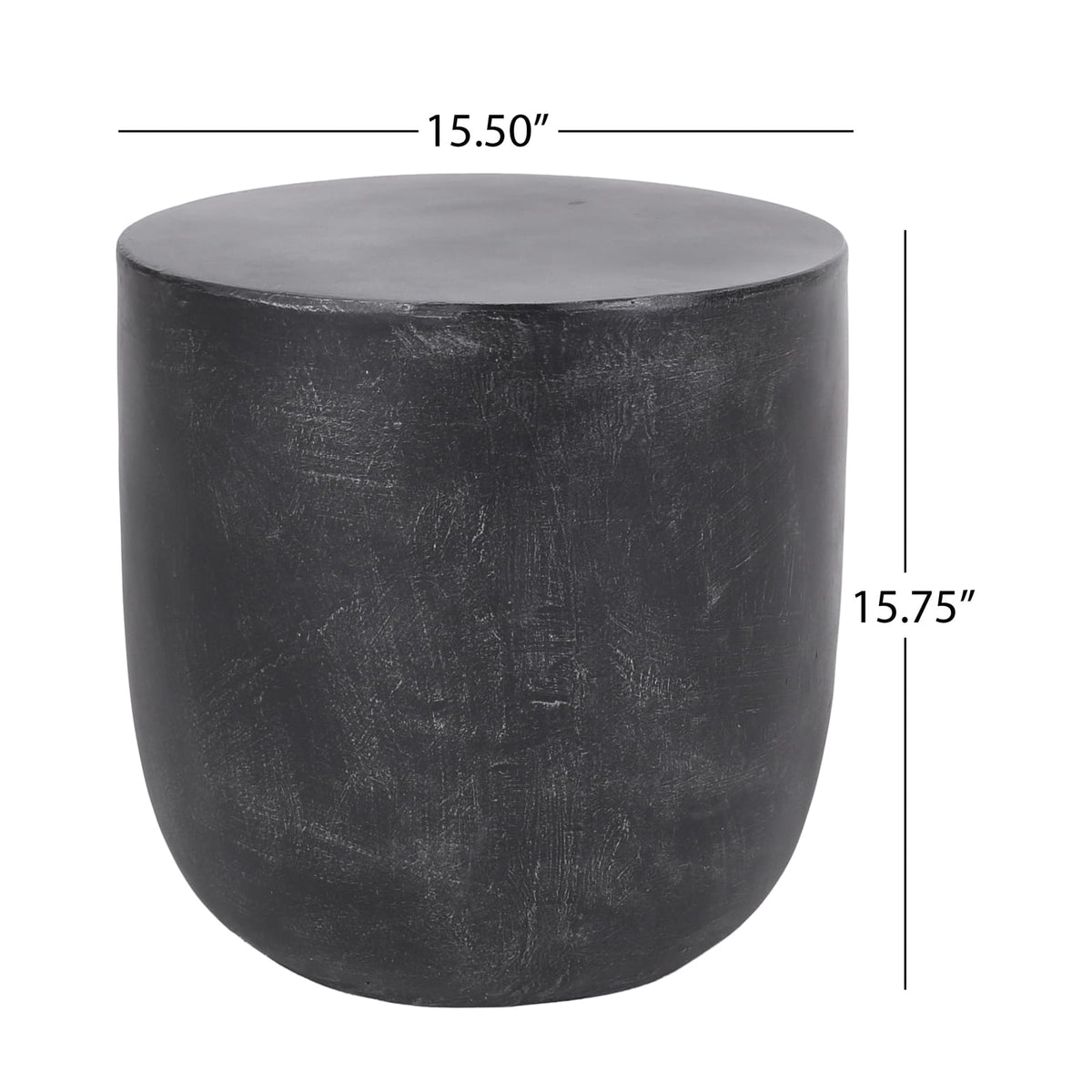 Lightweight Concrete Outdoor Side Table - Matte Black