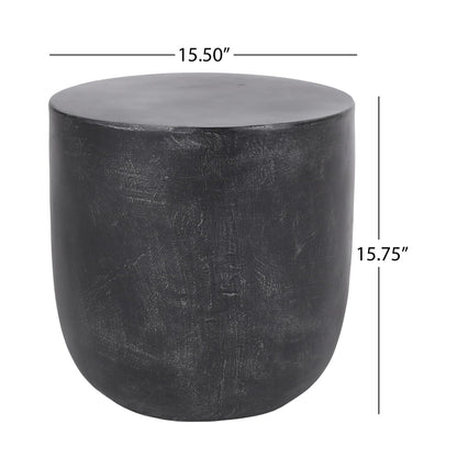 Lightweight Concrete Outdoor Side Table - Matte Black