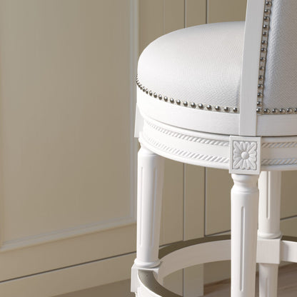 White Wood Barstool - 31" Swivel Height for Bedroom