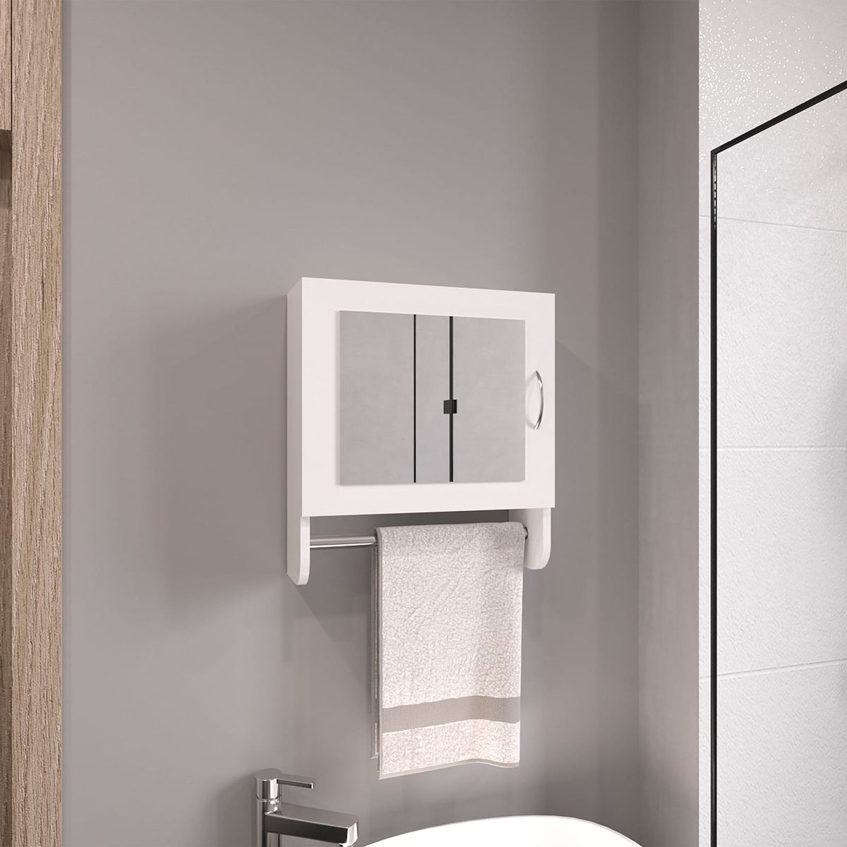 White Bathroom Storage Cabinet with Shelves