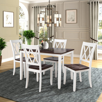 Espresso White Rectangular Dining Table Set 5 Piece