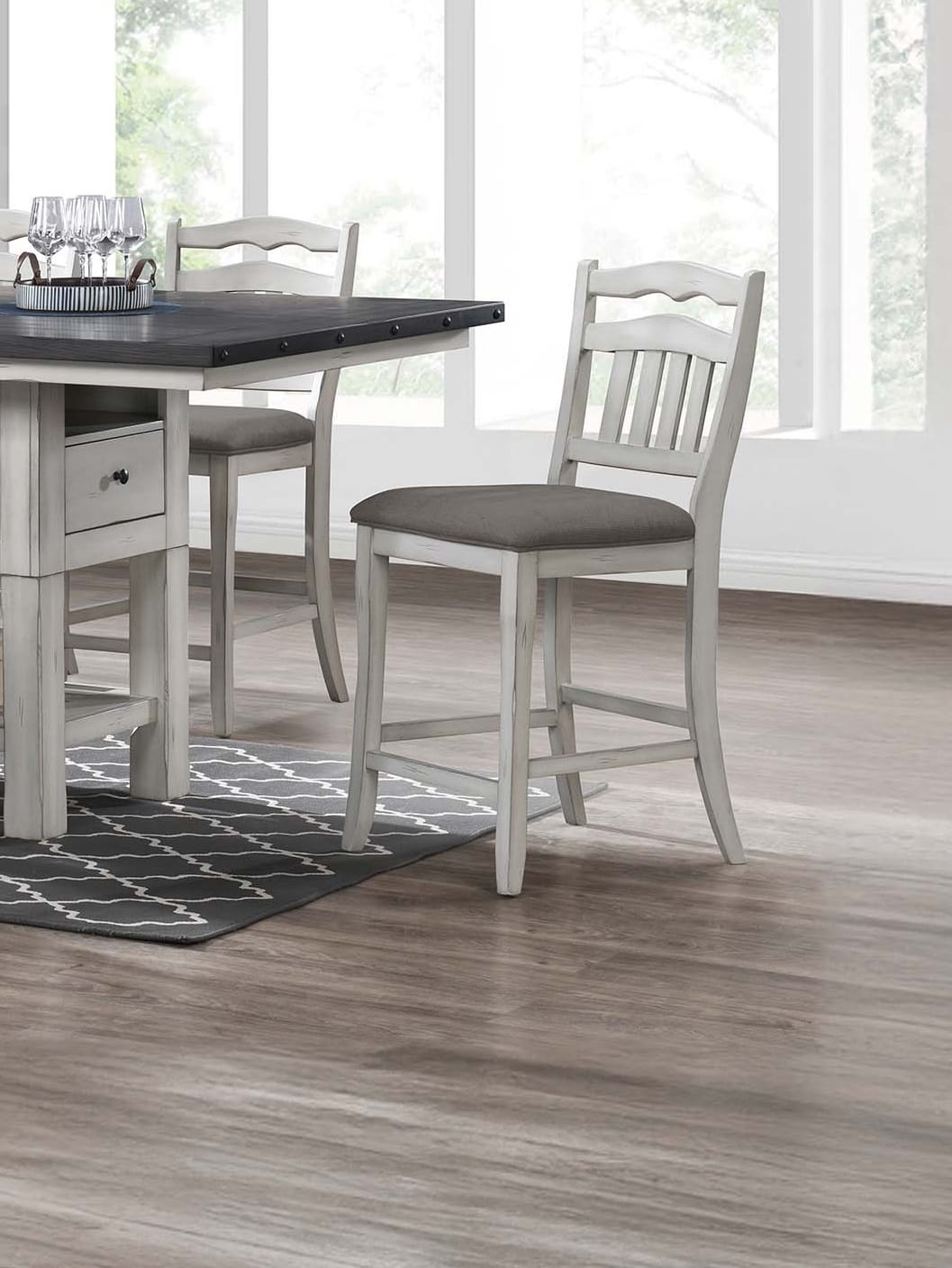 Antique White 7 Piece Dining Set Table with Chairs