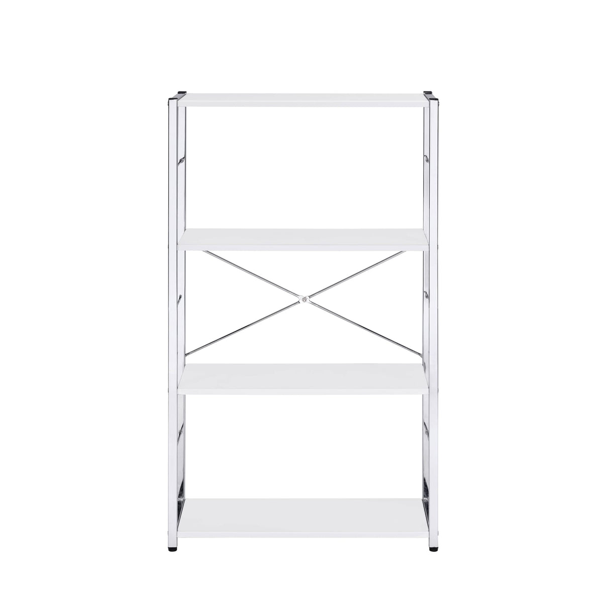 White Metal Bookshelf - 4 Tier Storage