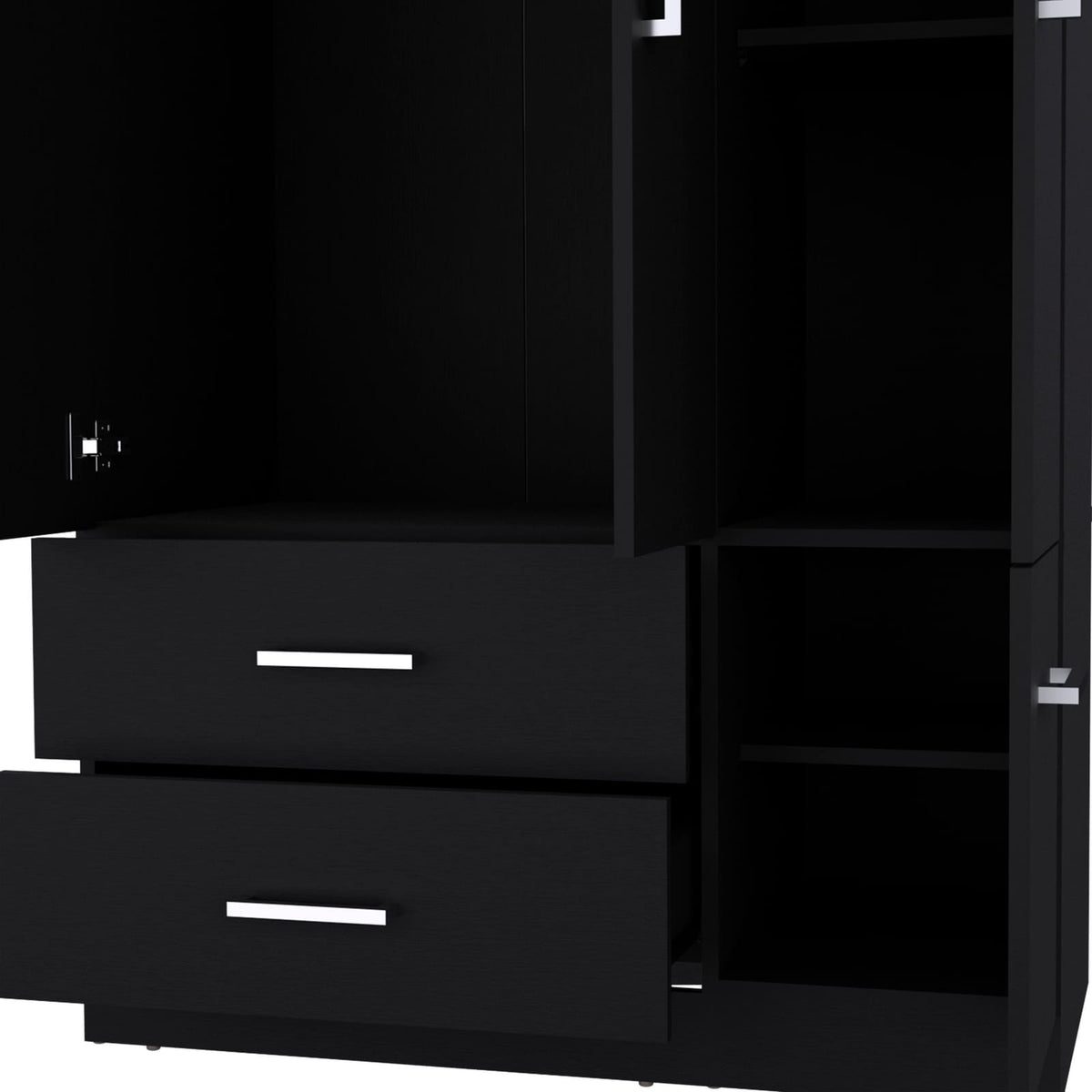 Black 71" Wardrobe with Hanging Rod & Shelves
