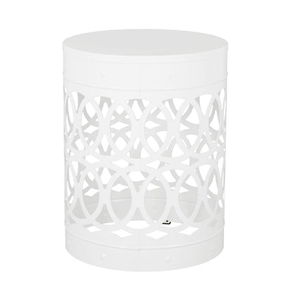 White Iron Outdoor Accent Table Set of 2