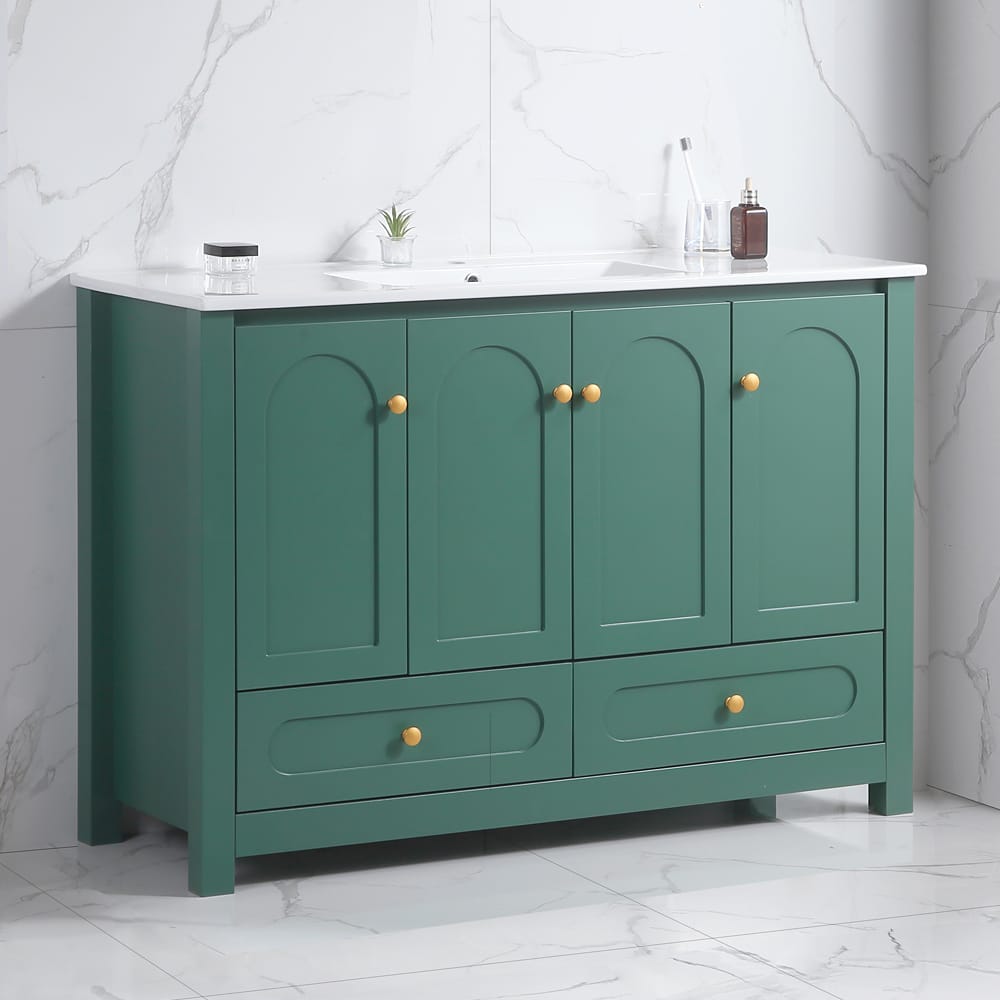 Green Bathroom Vanity with Storage Cabinet