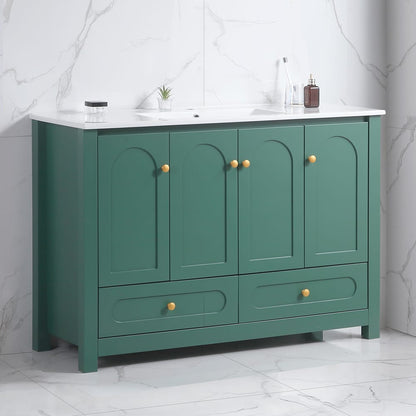 Green Bathroom Vanity with Storage Cabinet