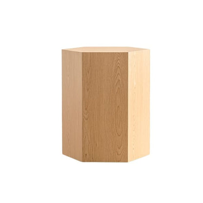 Natural Wood Hexagon Coffee Table - Small Bedroom End Table for Living Room