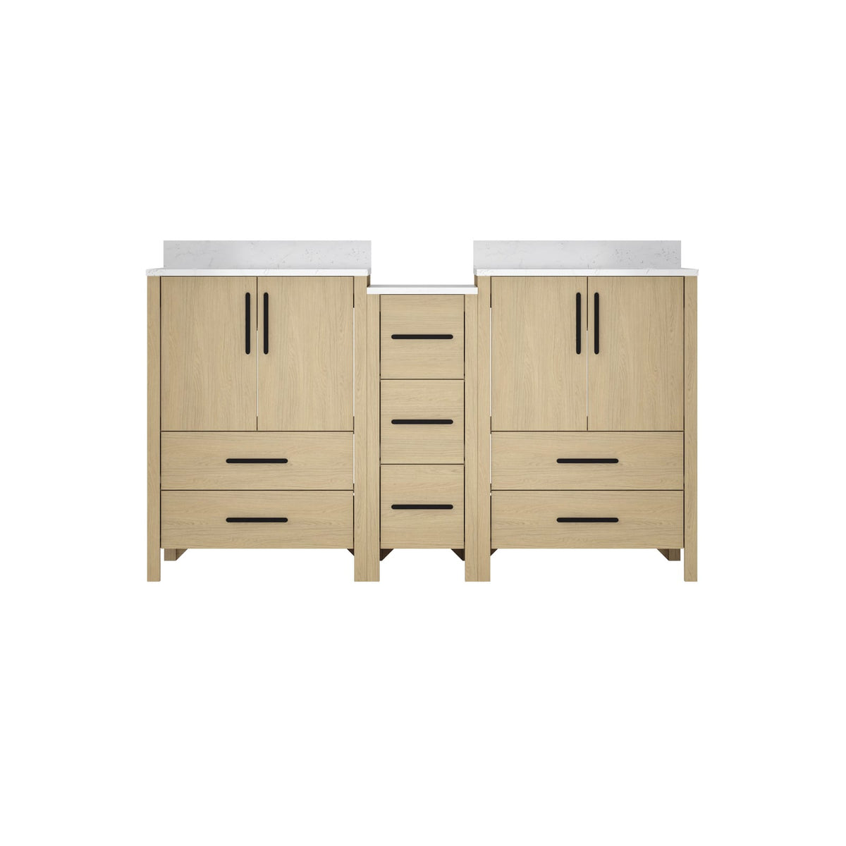 Natural Wood Bathroom Vanity Cabinet - 60" Double Sink