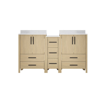 Natural Wood Bathroom Vanity Cabinet - 60" Double Sink