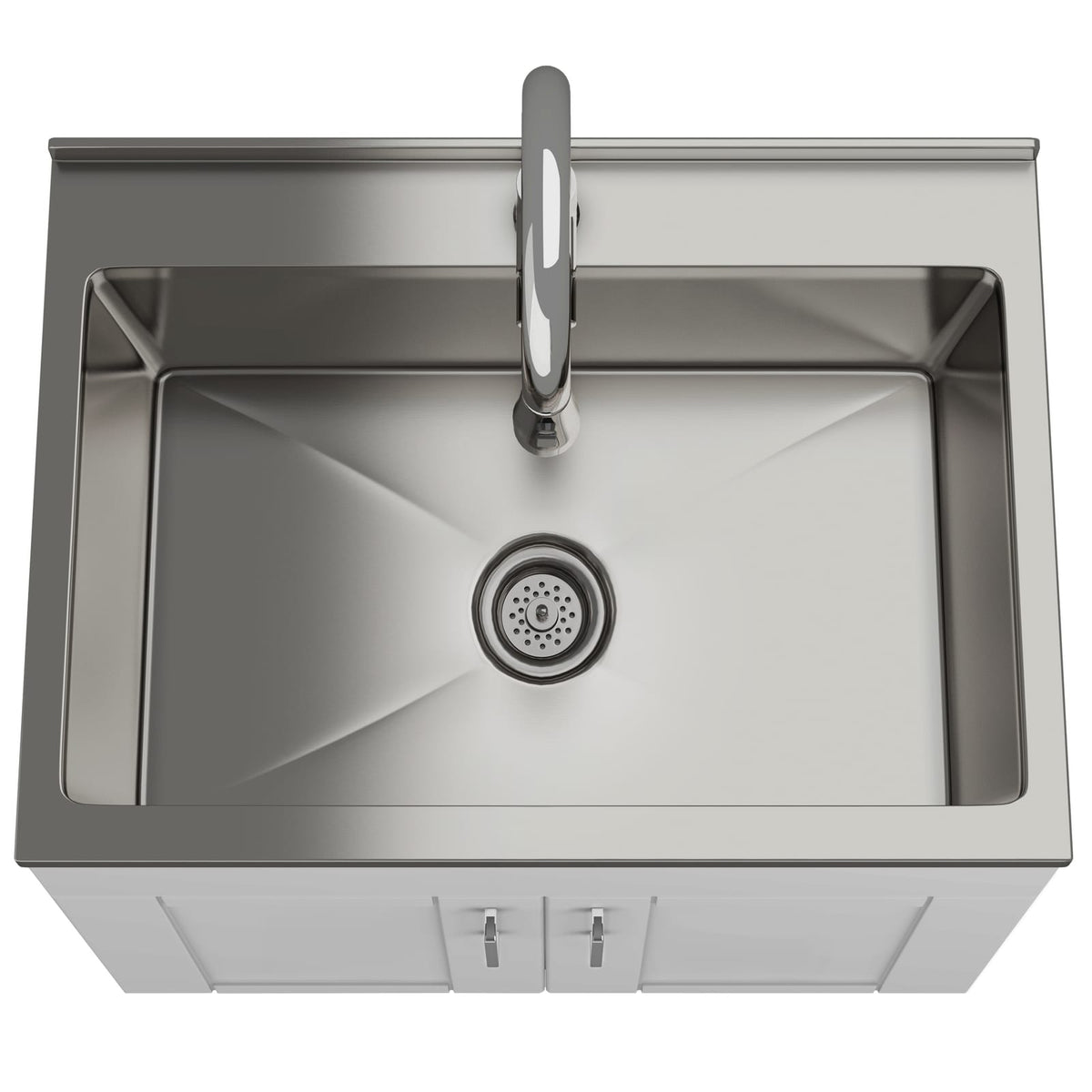 Modern Wide Shaker Laundry Cabinet - 28" White with Stainless Sink