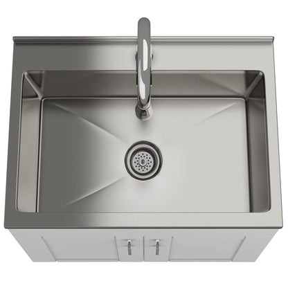 Modern Wide Shaker Laundry Cabinet - 28" White with Stainless Sink