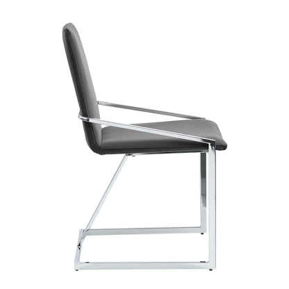 Zlatan Gray Velvet & Chrome Side Chair (Set of 2) - Dining Room Seating