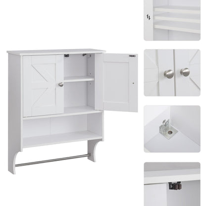 White Farmhouse Over-the-Toilet Storage Cabinet - Bathroom Utility