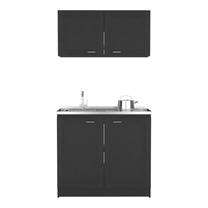 Black Particle Board Dining Room Kitchen Storage Set