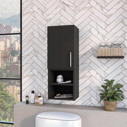 Praia Medicine Cabinet - 4 Shelves, Black Melamine