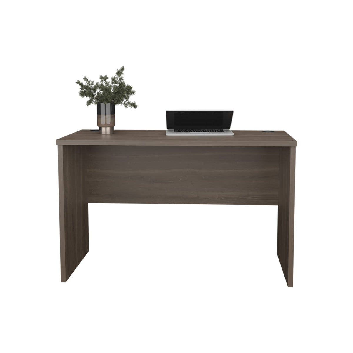 Dark Gray Engineered Wood Desk for Home Office Workspace