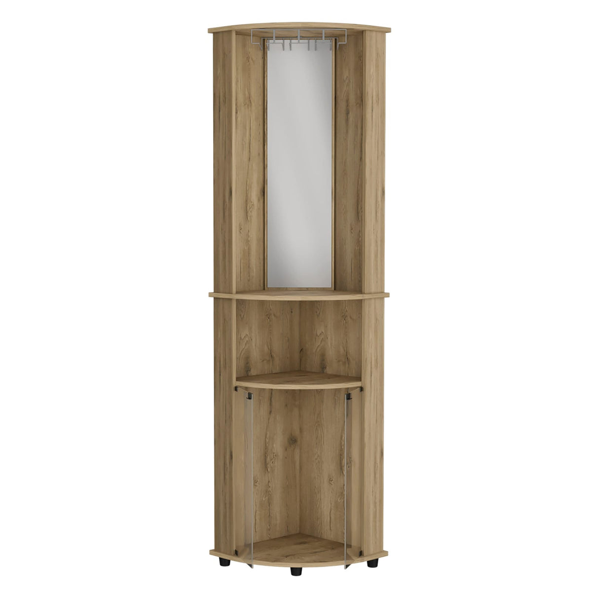 Beige Particle Board Cabinet - 74" H Storage for Living Room
