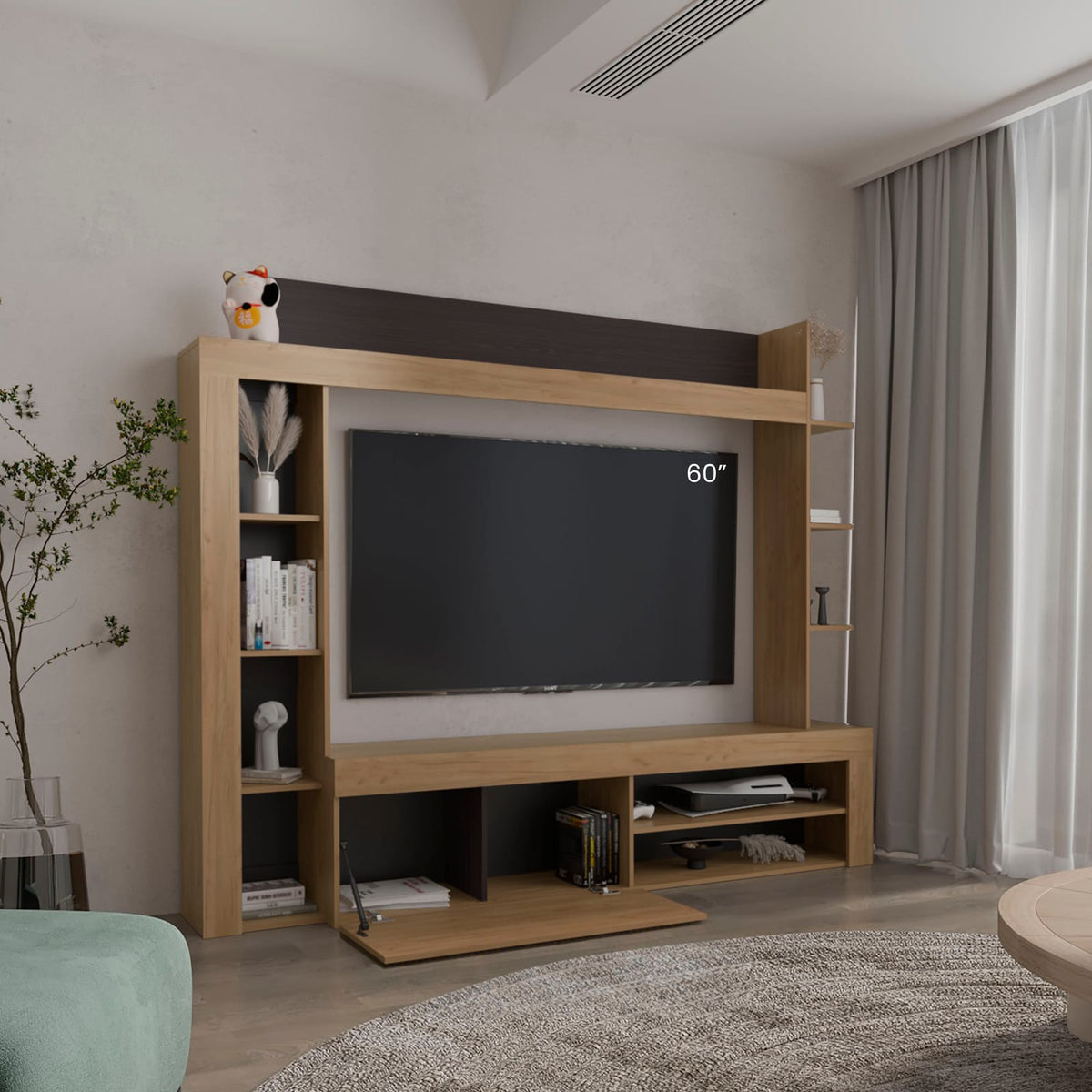 Multicolor Particle Board TV Stand with Storage
