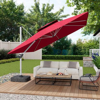11 Foot Red Patio Umbrella - Outdoor Shade Canopy