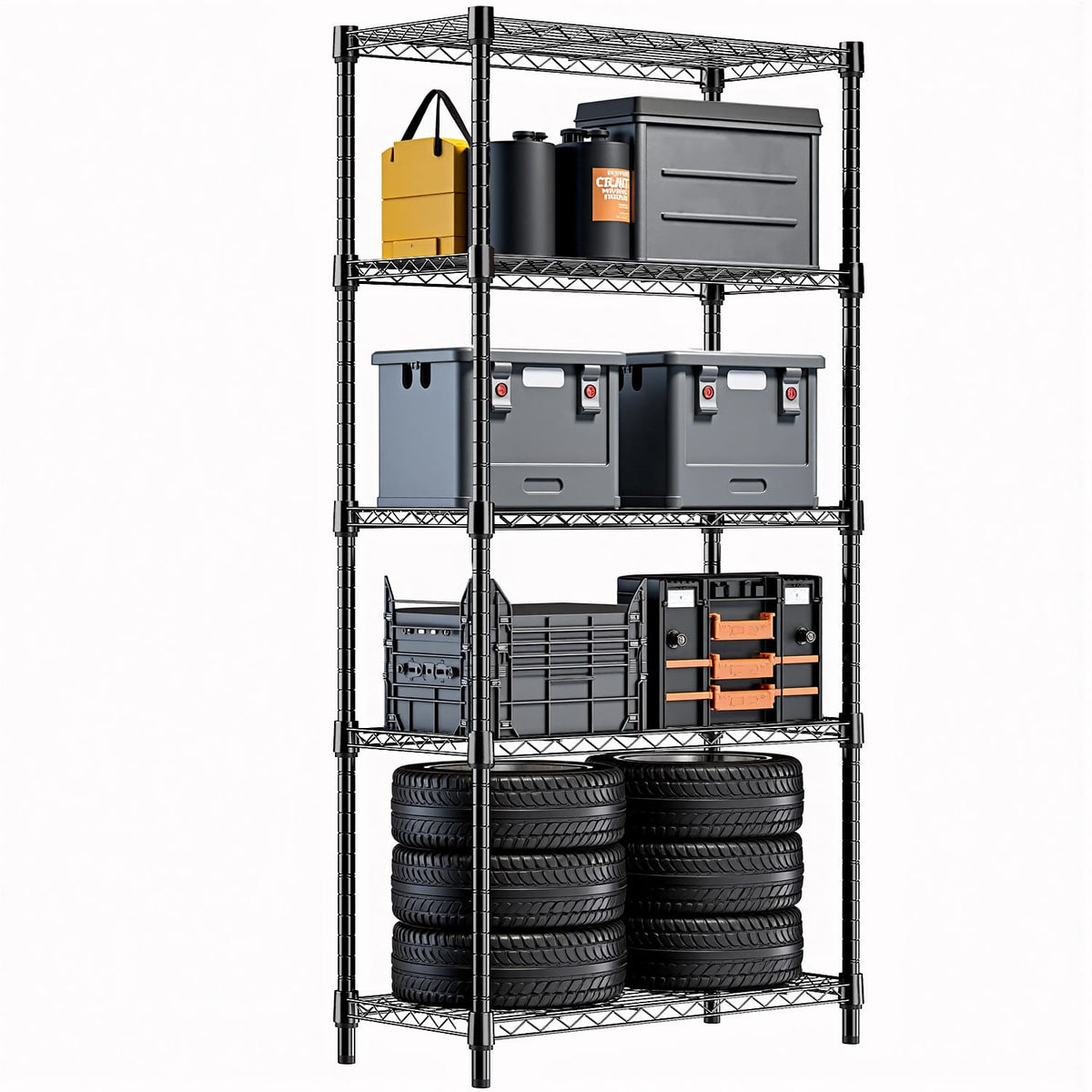 Black Carbon Steel Kitchen Shelving Unit - 5 Tier Storage