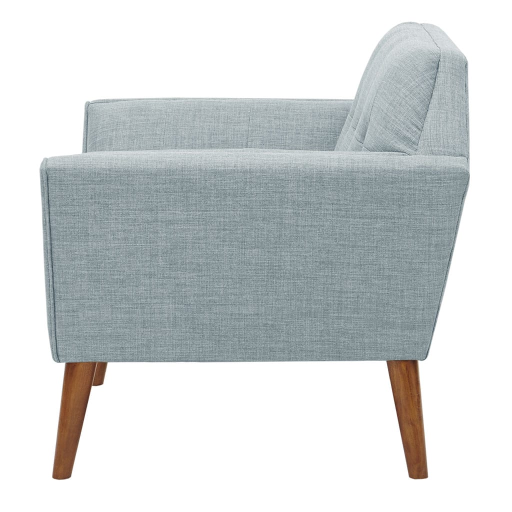 Light Blue Polyester Mid Century Lounge Chair with Armrest for Living Room
