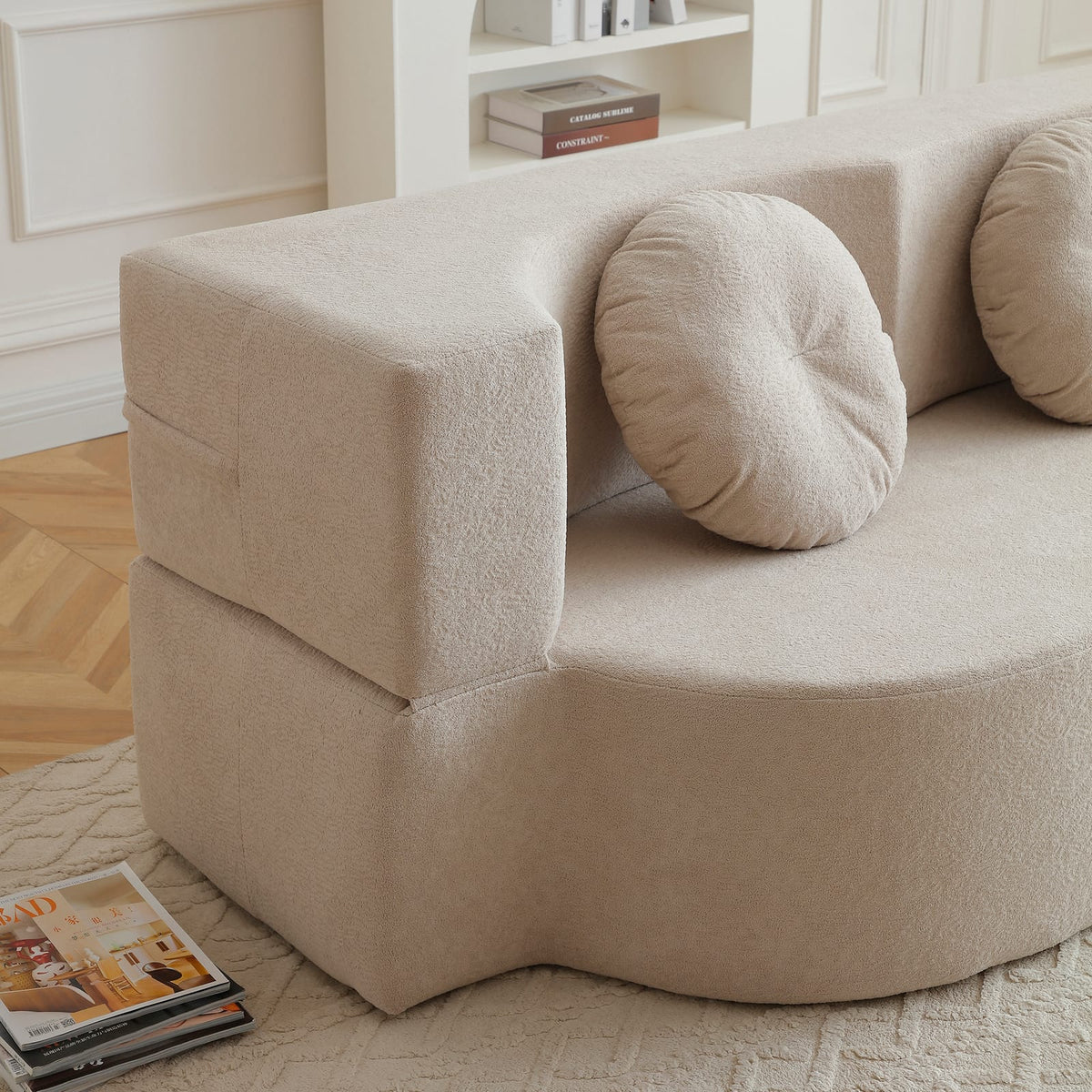 Khaki 2-Seat Folding Sofa Bed - Sleeper Couch for Living Room
