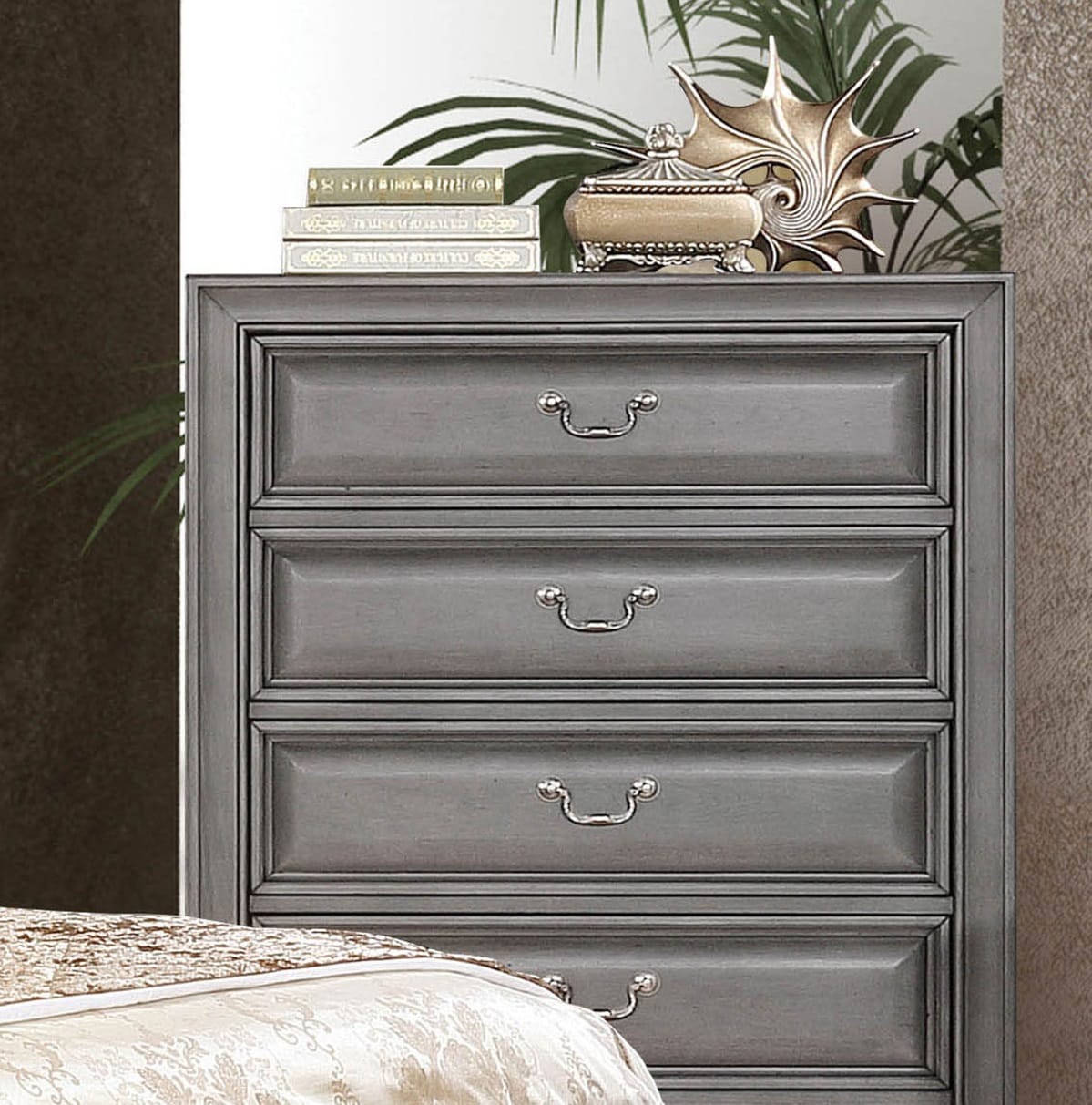 Gray Solid Wood Bedroom Dresser - 36" Wide