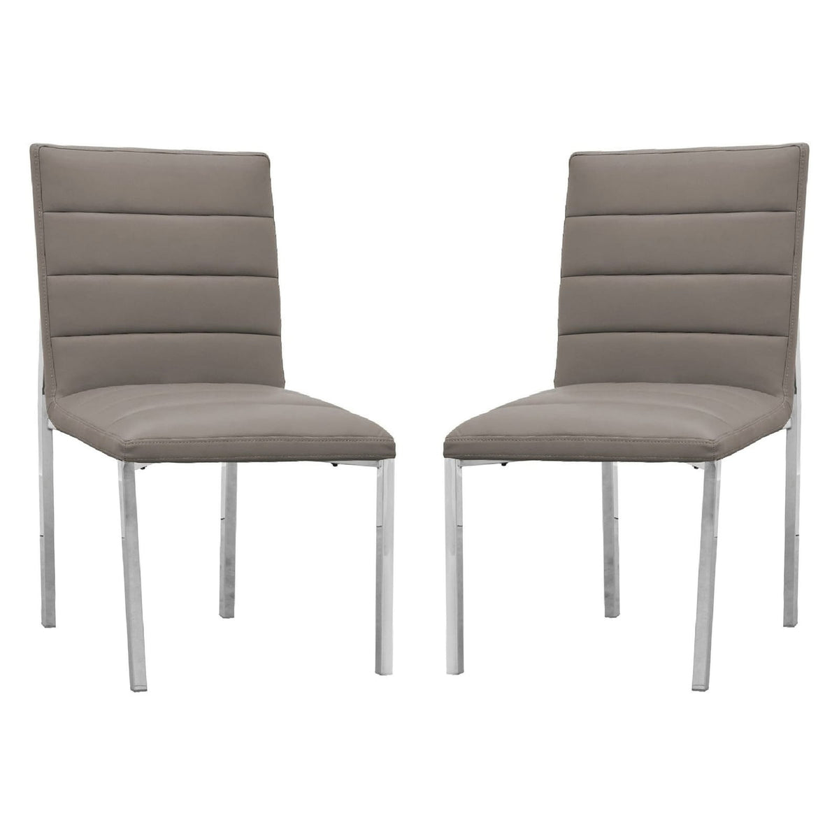 Eun Gray Faux Leather Dining Chairs - Set of 2, Chrome Legs