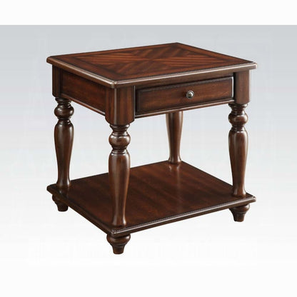 Walnut 1-Drawer Rectangular End Table