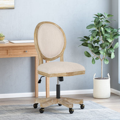 Beige Fabric Swivel Lift Office Chair - French Country Style