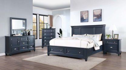 Transitional Slate Blue Solid Wood Chest - Bedroom Dresser