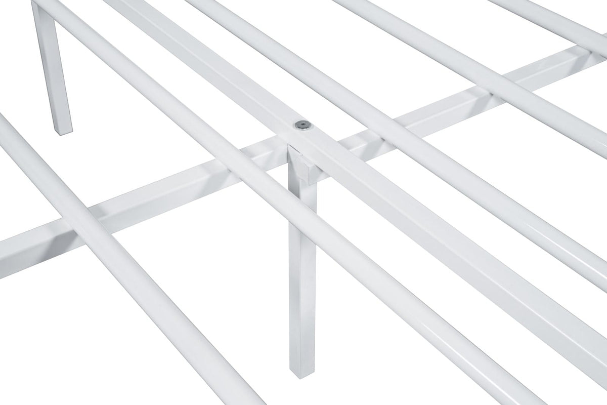 White Metal Full Bed Frame with Modern Contemporary Design for Bedroom