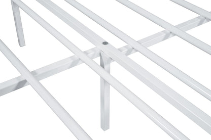 White Metal Full Bed Frame with Modern Contemporary Design for Bedroom