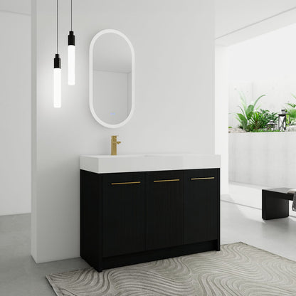48 Inch Bathroom Vanity - Black Chestnut Plywood Storage