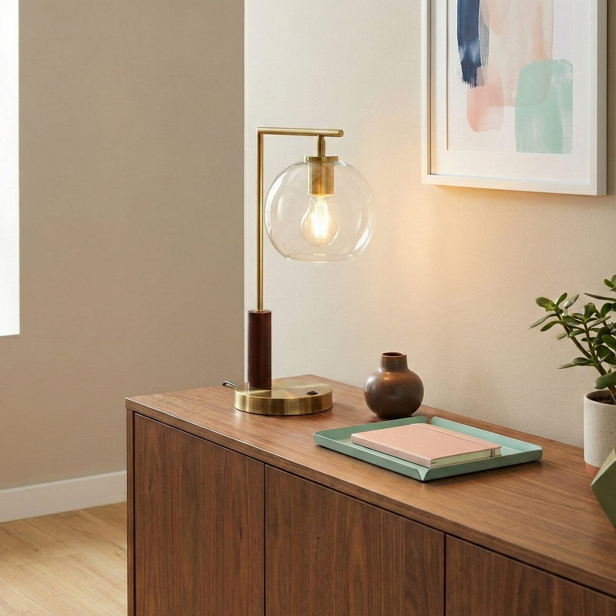 Gold Metal Table & Floor Lamp - Living Room Bedroom