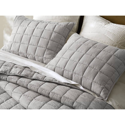 King Size Linen Quilt Set Gray for Bedrooms