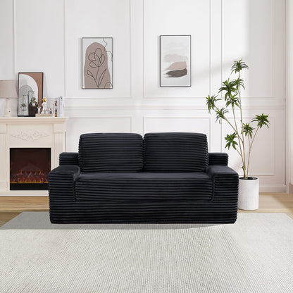 Black Foam Sofa Bed - 2-in-1 Convertible Sofa for Living Room