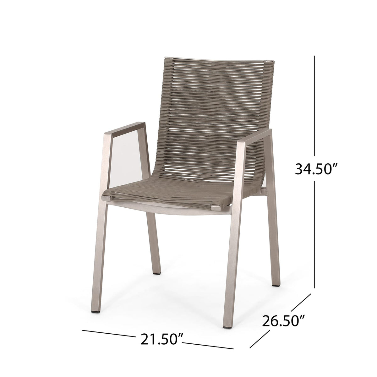 Modern Aluminum Patio Chairs - Taupe Rope Seat (Set of 2)