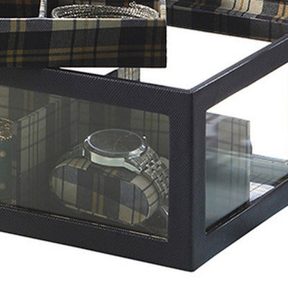 Black Wood Jewelry Case with Watch Storage for Bedroom