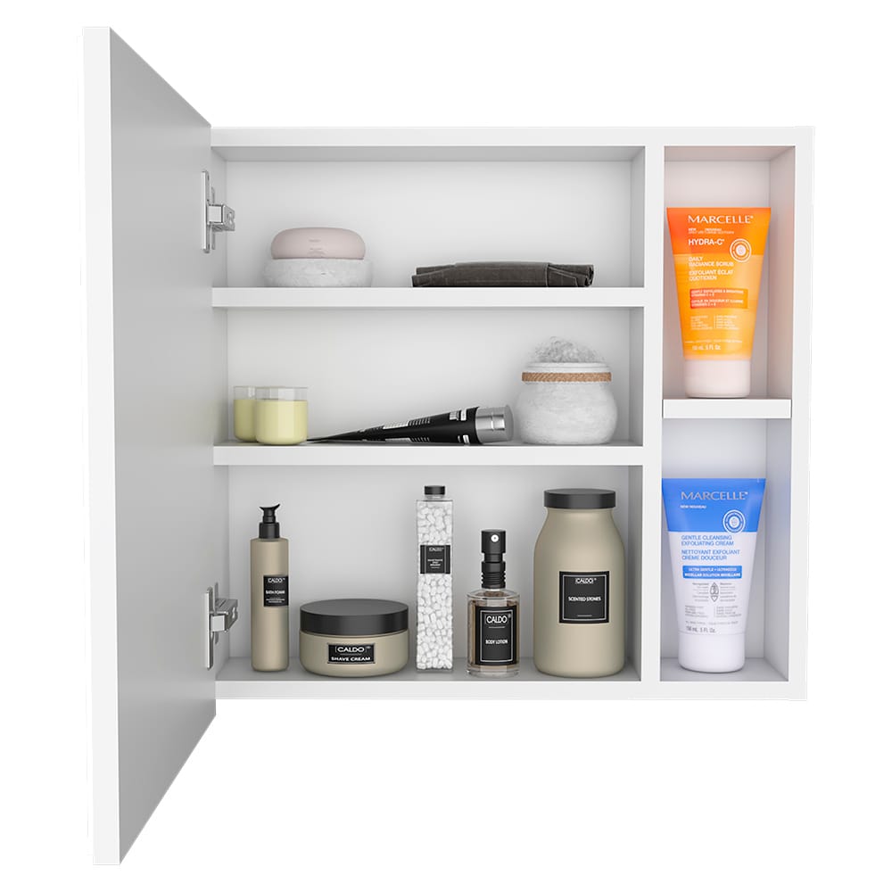 Viking Medicine Cabinet - White, 3 Shelves, Durable Particle Board