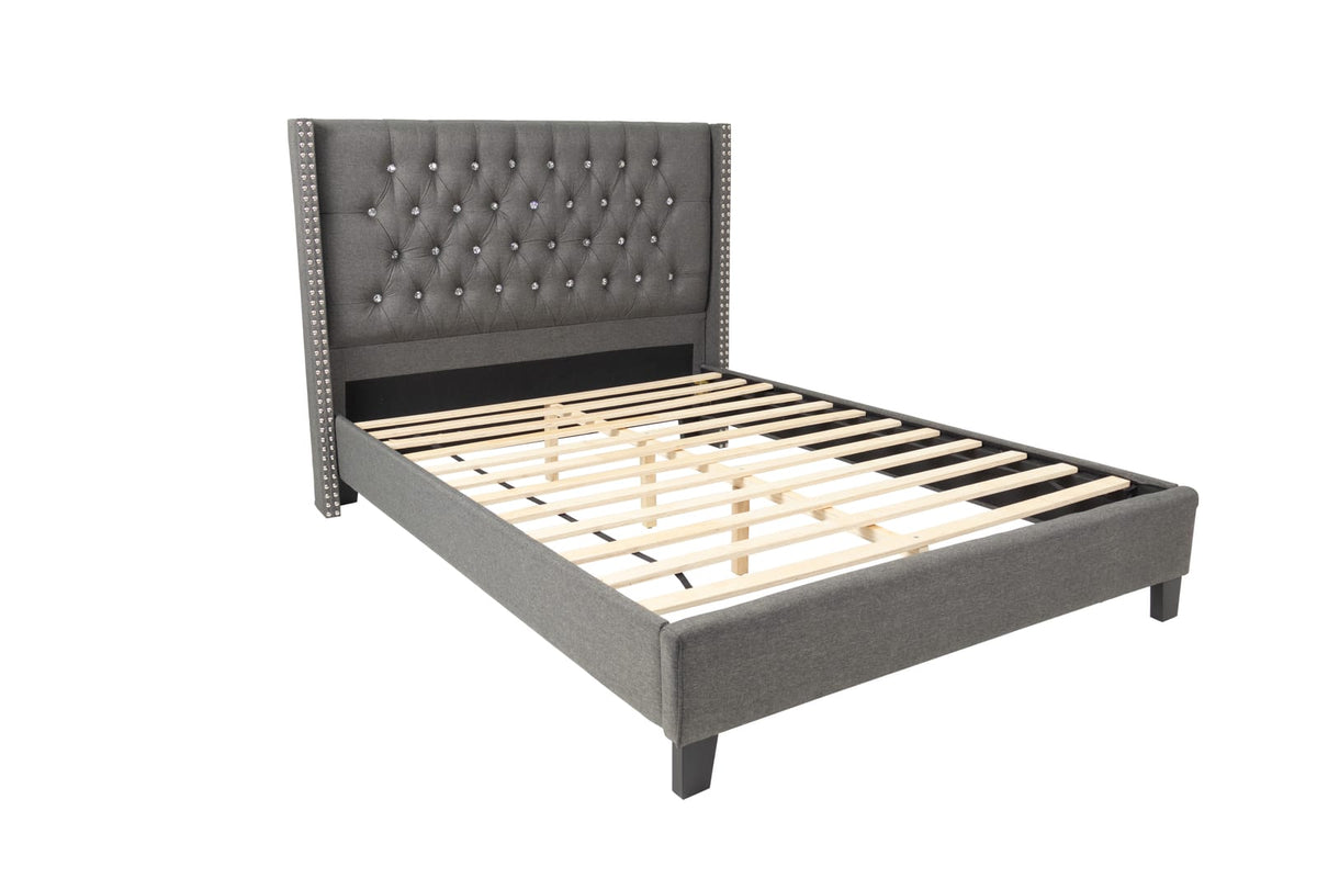 Queen Bed in Blue Gray - Box Spring Not Needed for Bedroom