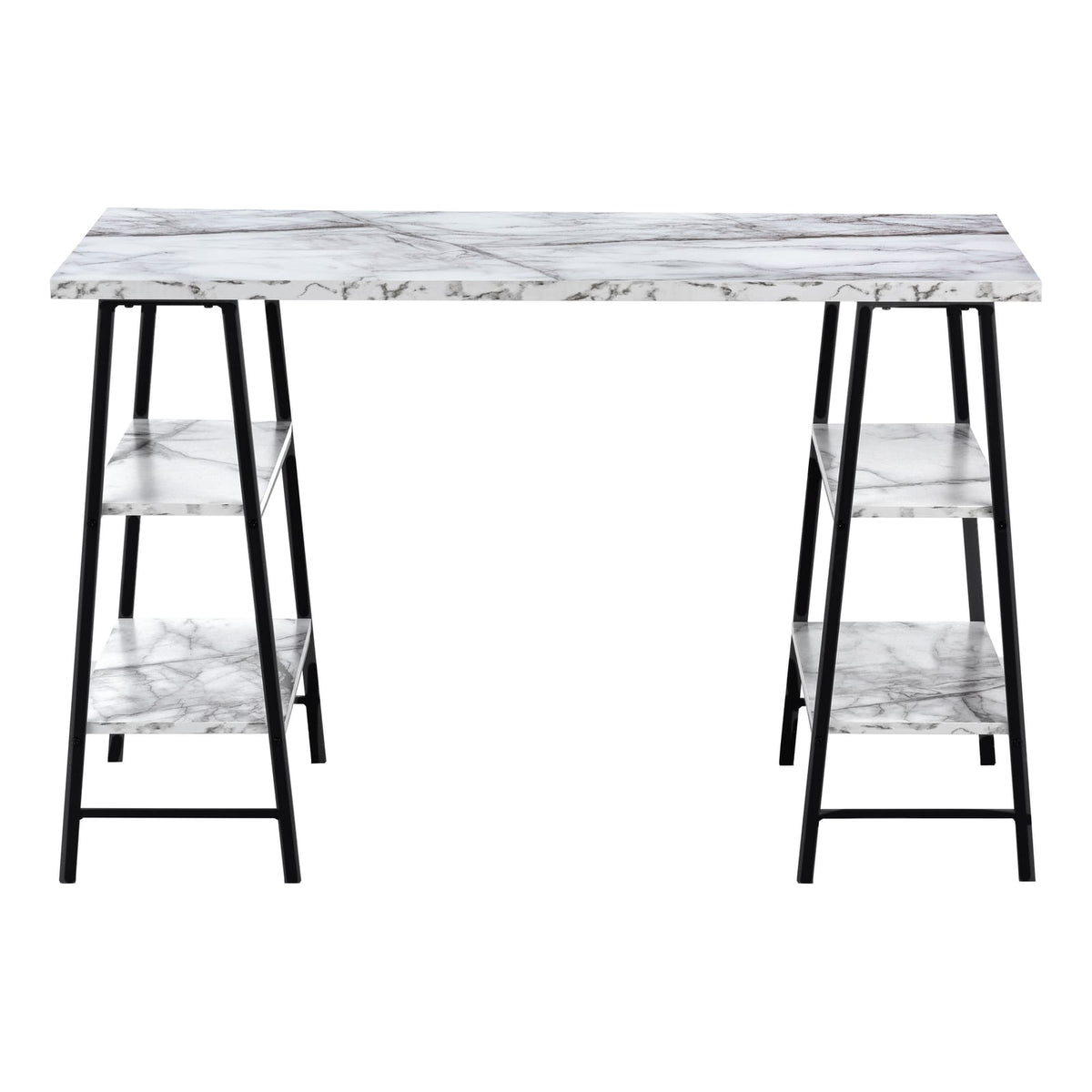 Computer Desk, White Metal & Laminate - 48" Storage Shelves