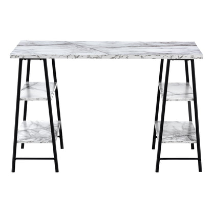 Computer Desk, White Metal & Laminate - 48" Storage Shelves