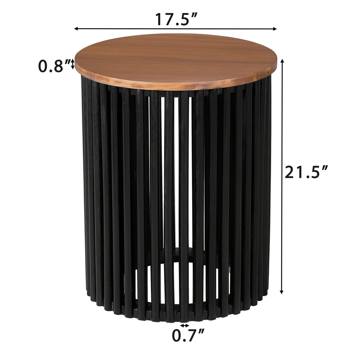 Natural Black Acacia Wood Side Table - Outdoor Patio Table