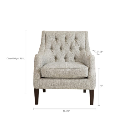Grey Button Tufted Accent Chair - Comfortable & Stylish