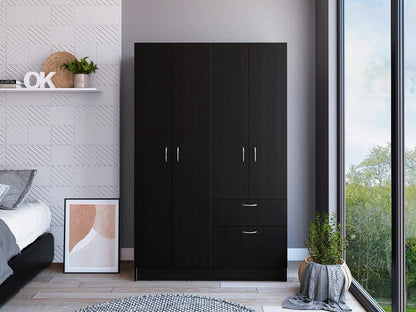 Armoire Alpes: Black & White Bedroom Wardrobe - 67.2" Tall