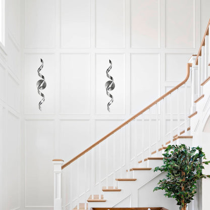 Nickel Metal Bathroom Wall Sconce - Spiral LED Light Fixture