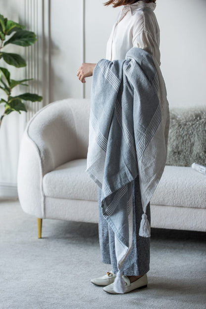 50x60" Conrad Gray Throw Blanket, 2 Pack - Cotton Comfort