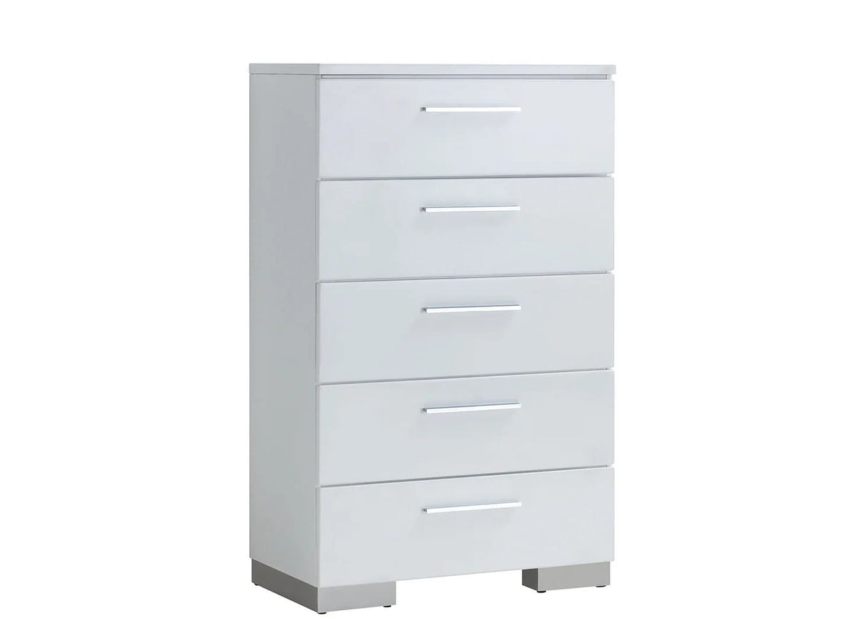 White Solid Wood Chest with Felt-Lined Drawers for Bedroom Storage